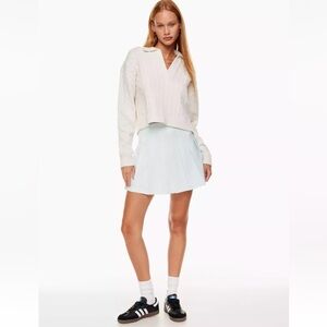 Aritzia Sunday Best Olive Micro Pleated Skirt Snowmelt Blue Size 2